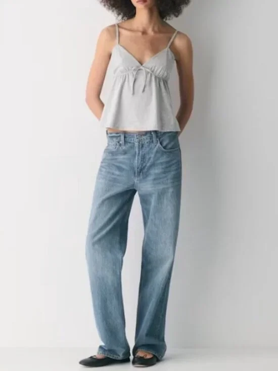 Sunday Best Light Gray Cotton Spaghetti Strap Camisole - Picture 2 of 10